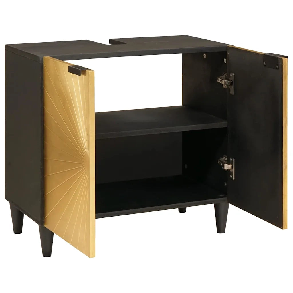 Armadio sottolavello con lo scaffale-Mobile sottolavello Nero e Oro 62 x 33 x 58 cm