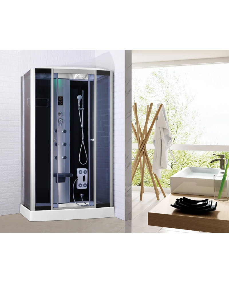 Cabina doccia idromassaggio, cromoterapia, touch screen, full optional 120x80cm Sicorage Myala