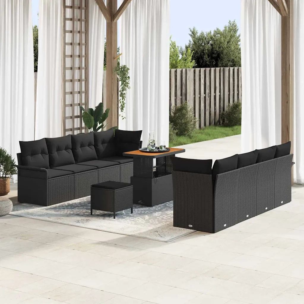 Set Divano da Giardino con cuscino Nero 90 x 55 x 71 cm 3364059