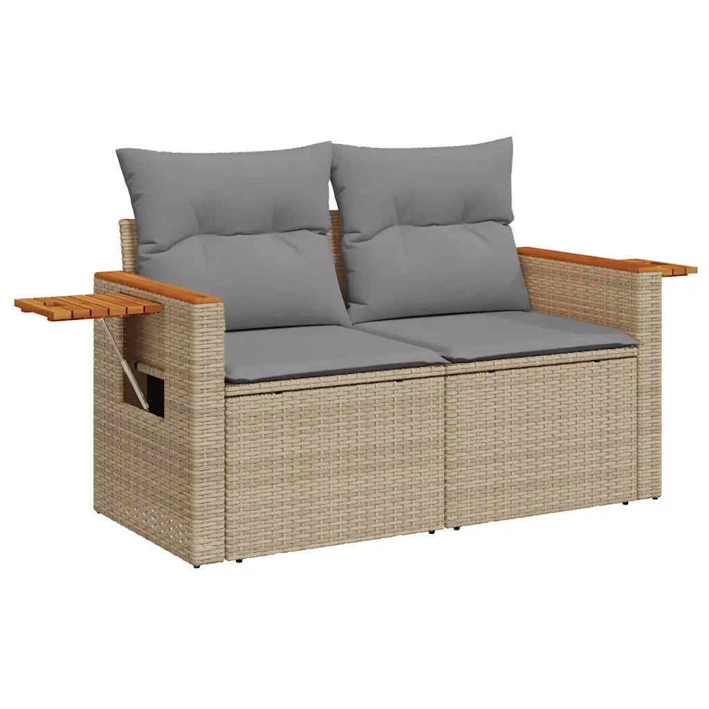 Set Divano da Giardino 6 pz con Cuscini Beige Polyrattan Acacia 3327552