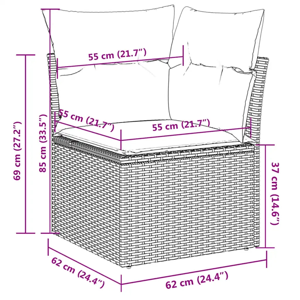 Set Divano da Giardino 6 pz con Cuscini Marrone in Polyrattan 3217653