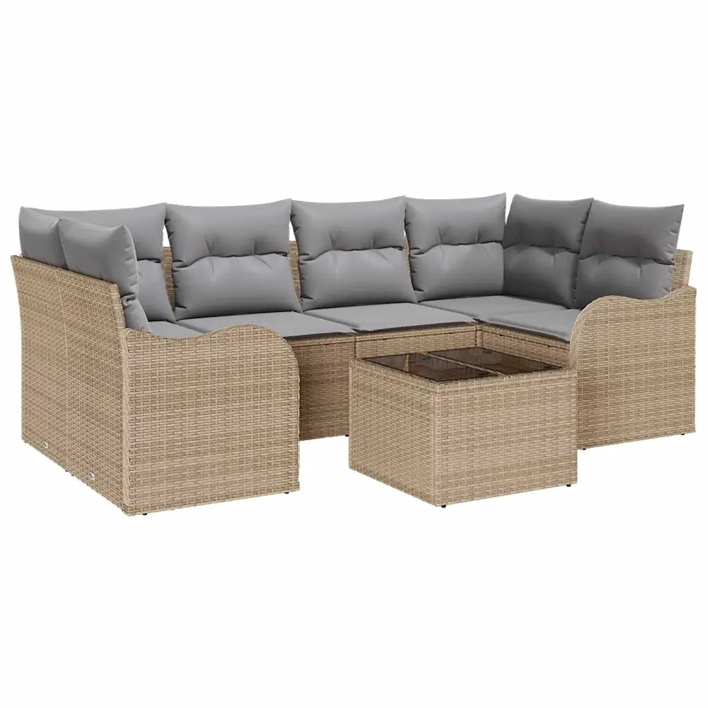 Set Divano da Giardino Beige 55 x 55 x 37 cm polyrattan