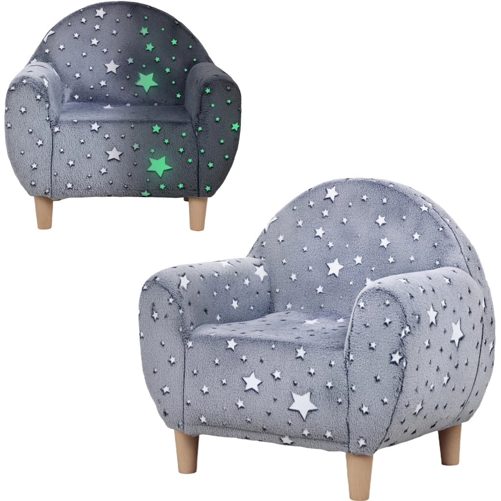 Divano bambini stelle luminose ¨C Minimal ¨C velluto grigio 55x40x55 cm