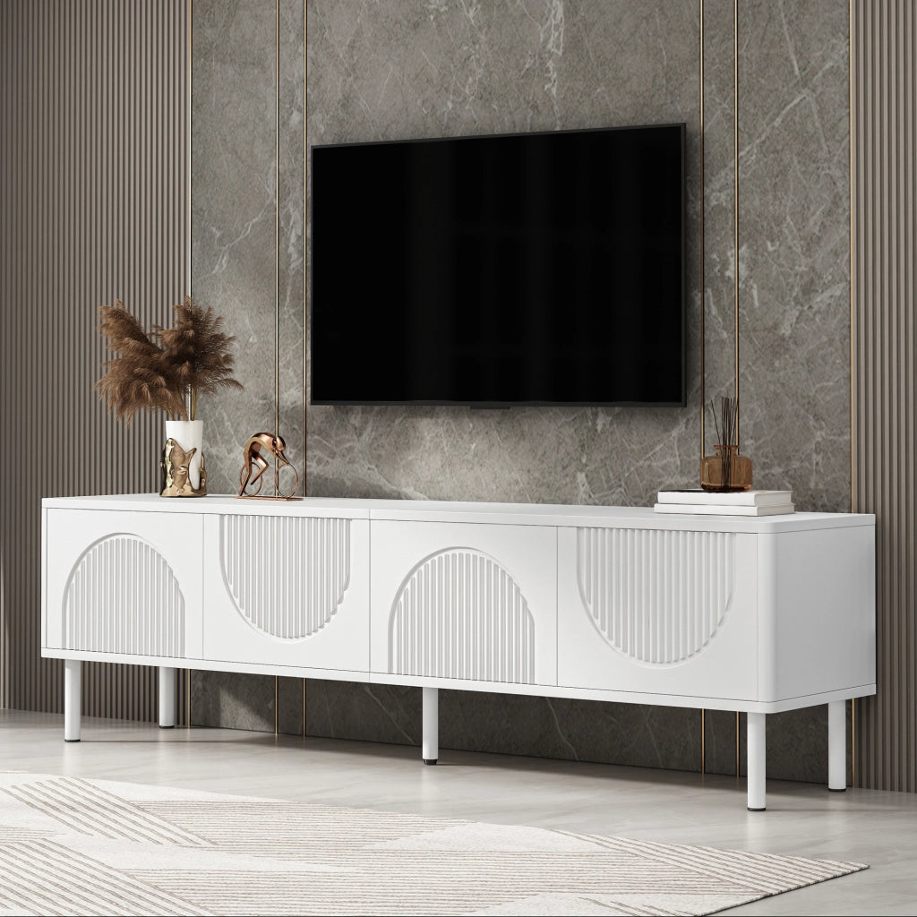 Cassettiera per TV bianca in MDF e truciolato 180 cm