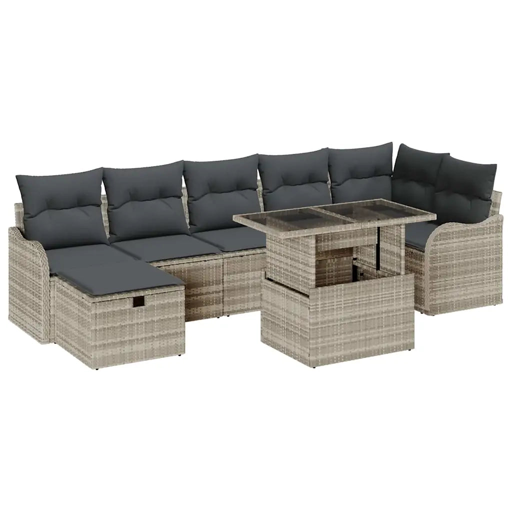 Set Divano da Giardino 8 pcs Grigio chiaro Poly Rattan 3361061