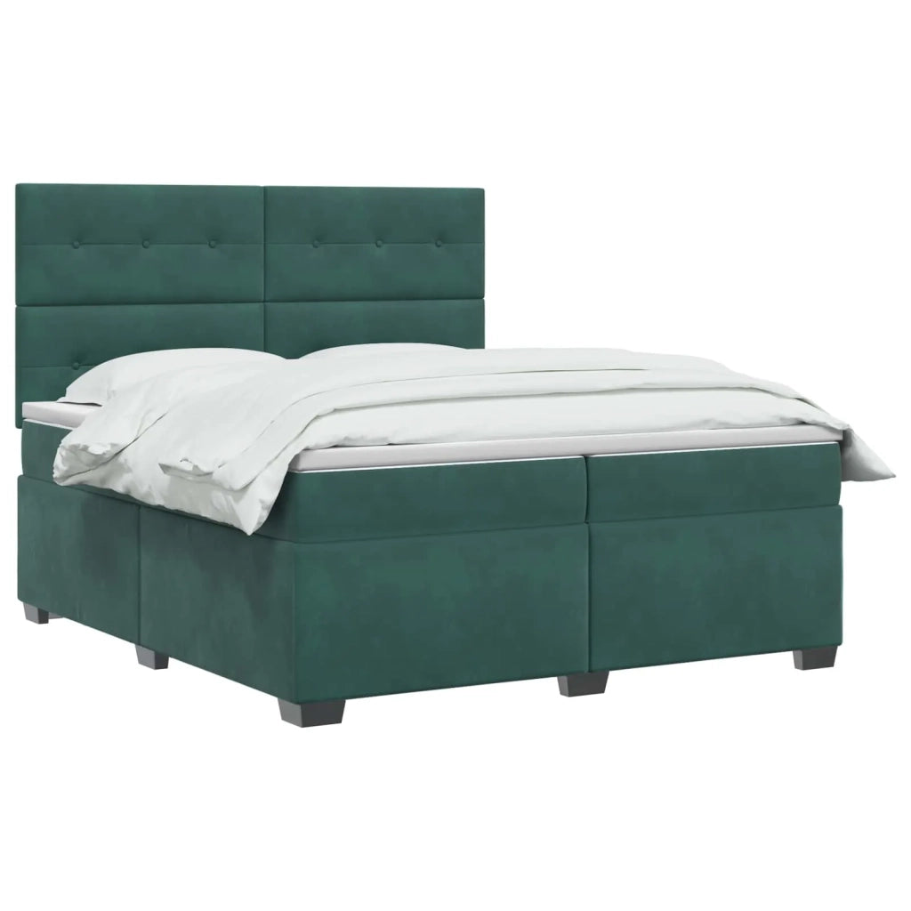 Letto box spring con materasso Verde Scuro 200 x 200 cm Velluto 3455177