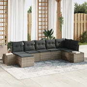 Set Divano da Giardino con cuscino 7 pcs Grigio polyrattan 3347149