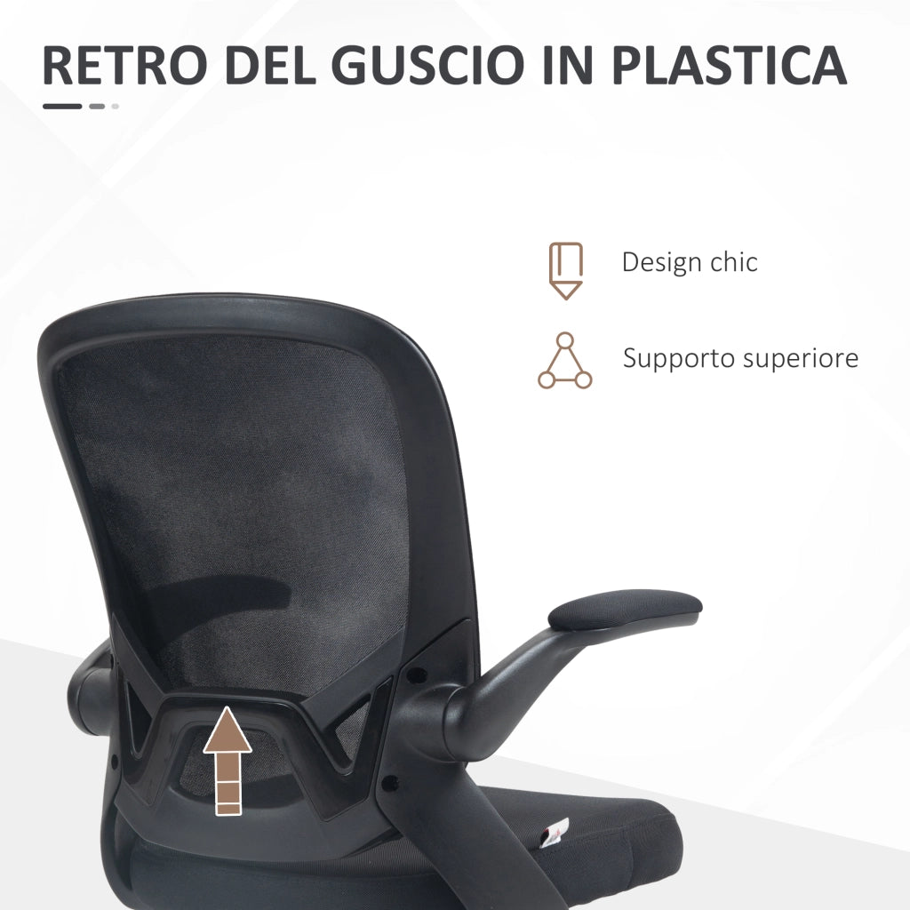 Sedia da Ufficio Girevole con Schienale a Rete e Altezza Regolabile ¨C Minimal ¨C Nero