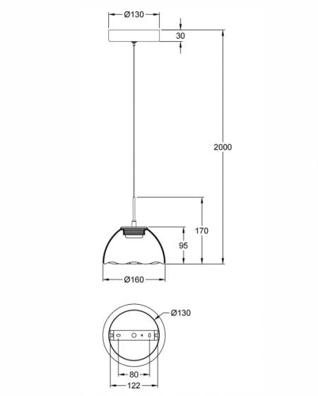 Lampada a Sospensione Lucille in Metallo e Vetro Borosilicato Fumé, LED 8W Dimmerabile a step, CCT 2700K/3000K/4000K, Ø16cm - Lucille