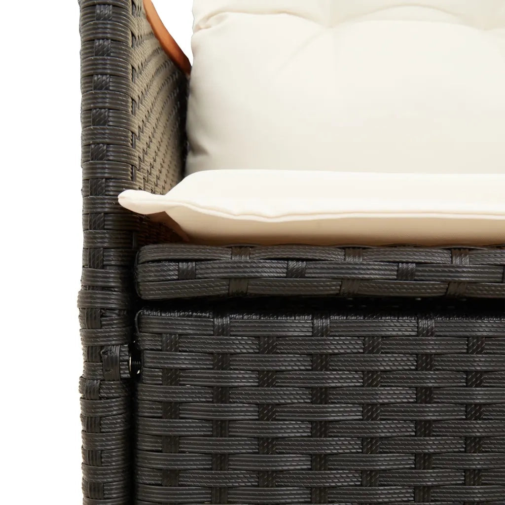 Set da Pranzo da Giardino 9 pz con Cuscini Nero in Polyrattan 3276841