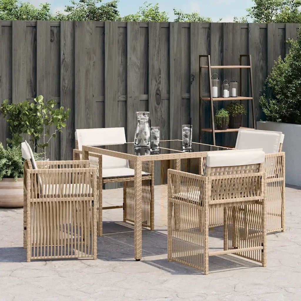 Sedie da Giardino con Cuscini 4 pz | Sedie da Esterno Beige in Polyrattan
