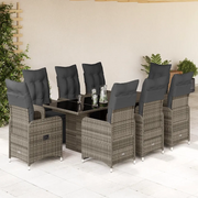 Set Bistrò da Giardino 9 pz con Cuscini in Polyrattan Grigio 3277172