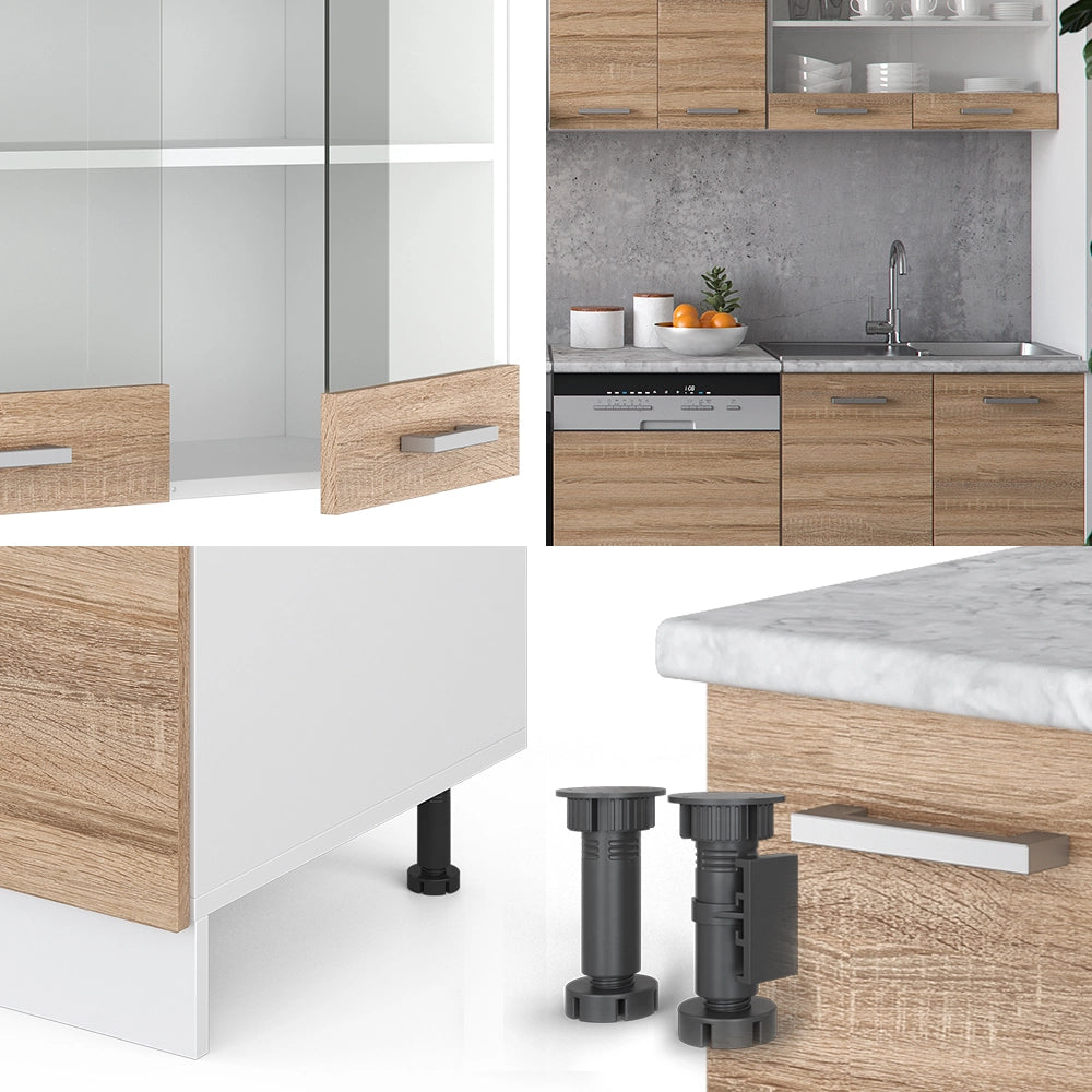Cucina componibile R-Line Sonoma/Bianco 300 cm, PL Antracite Vicco