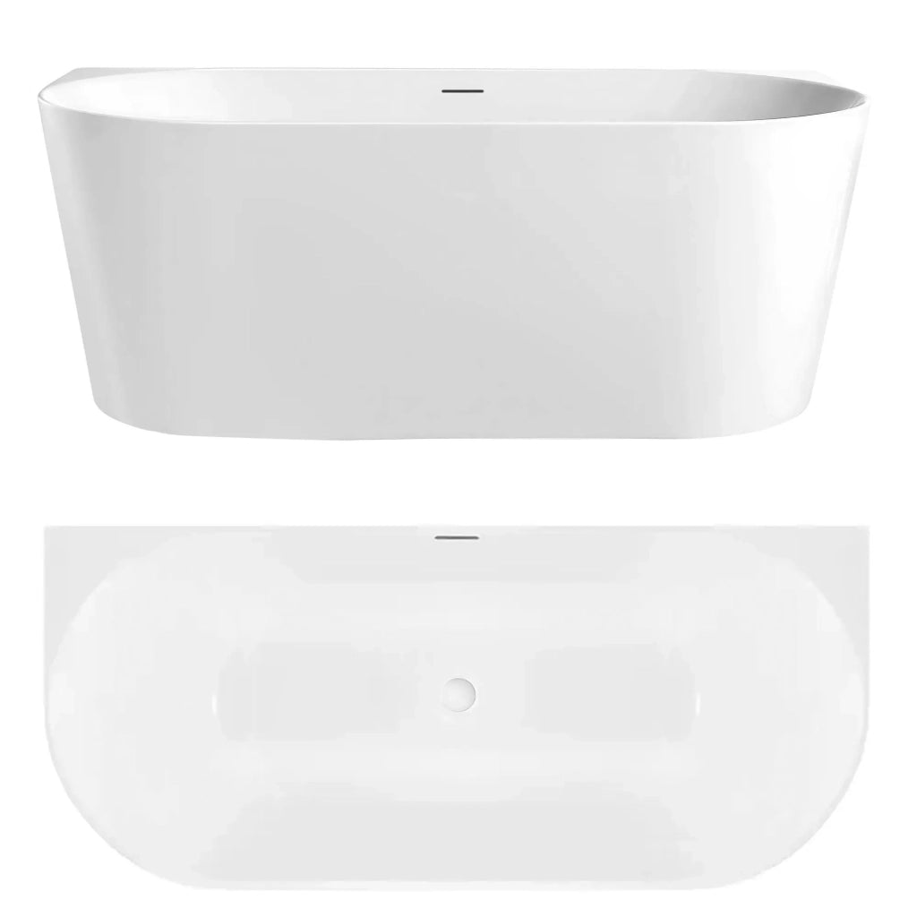 Vasca Bagno A Parete Capri Slim 150cm Copritappo bianco