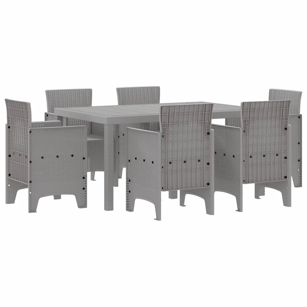 Set da Pranzo per Giardino 7 pcs Grigio chiaro Rattan Polt 3378567