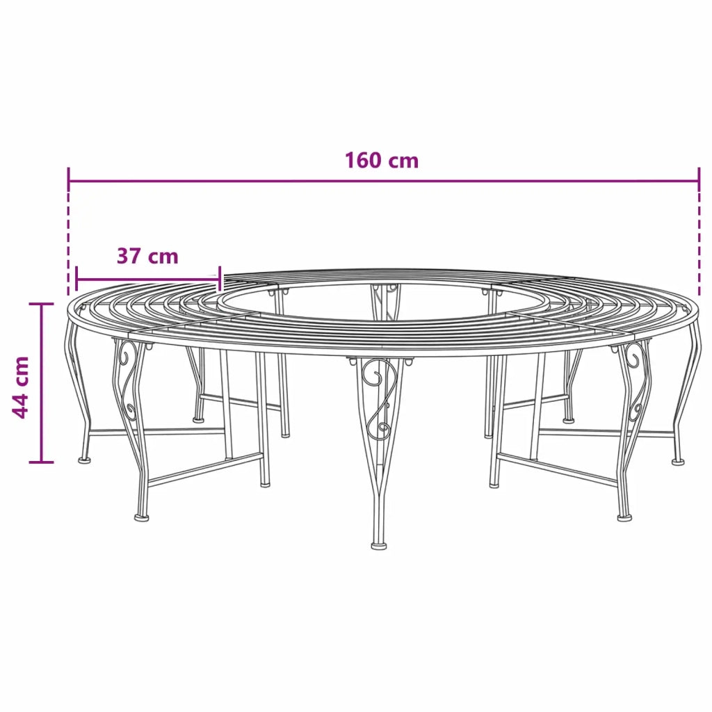 Panchina per Alberi 8-Numero di posti Ø 160 x 44 cm Acciaio 42029507