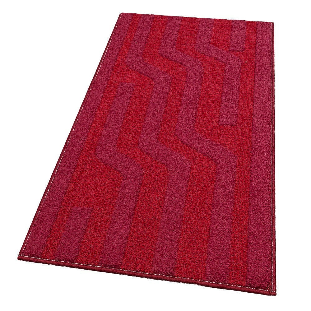 Tappeto Cucina A Righe 57x145 Cm 3D Morbido Bordato Passatoia Ingresso Assorbente Antiscivolo Bordeaux