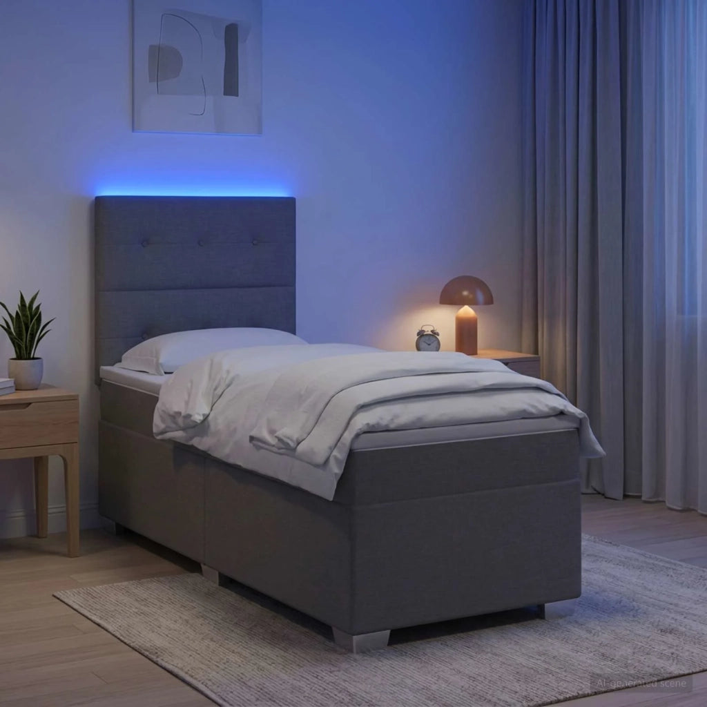 Letto box spring con materasso Grigio Chiaro 90 x 200 cm 3454782