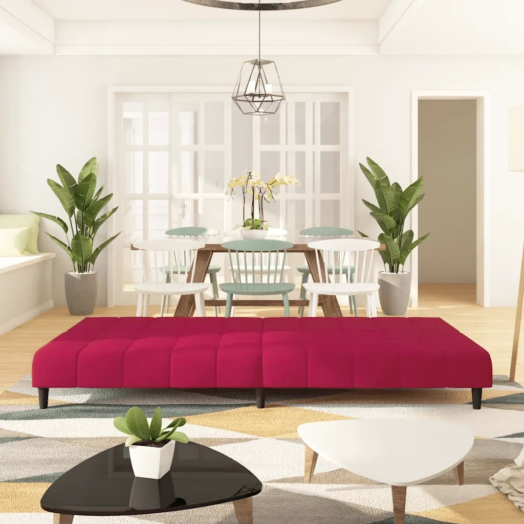 Divano Letto a 2 Posti-Sofa Letto 2 Posti-Daybed Rosso Vino in Velluto 236440