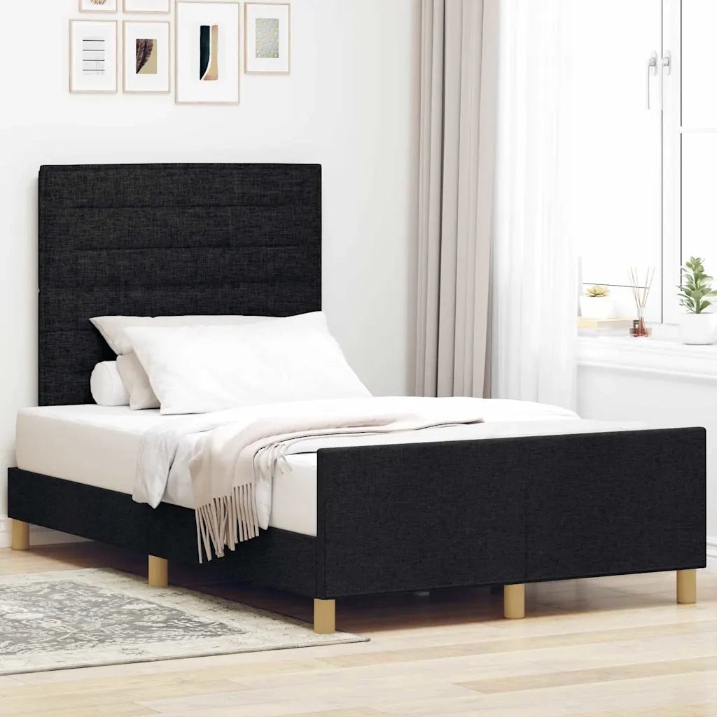 Struttura del letto con testiera Nero 120 x 190 cm Tessuto