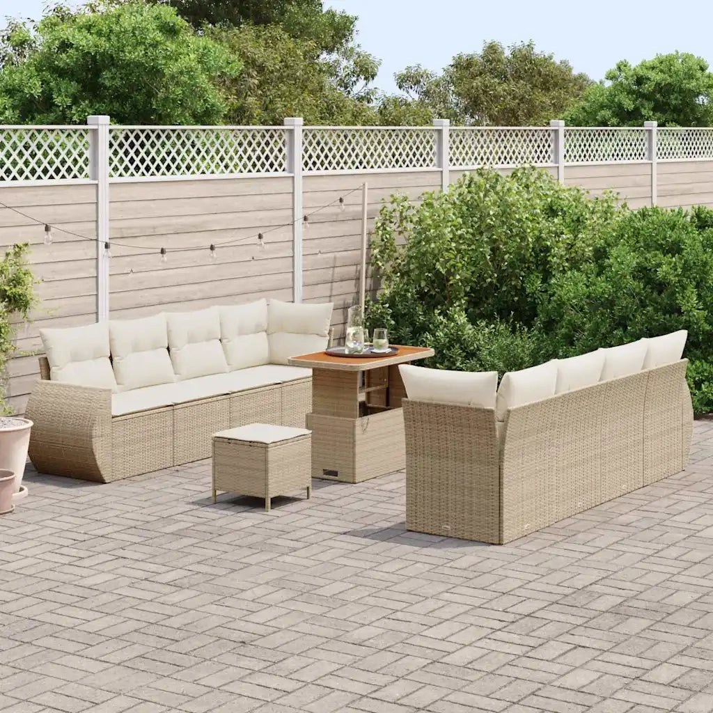 Set Divano da Giardino 11 pcs Beige Poly Rattan 3363801