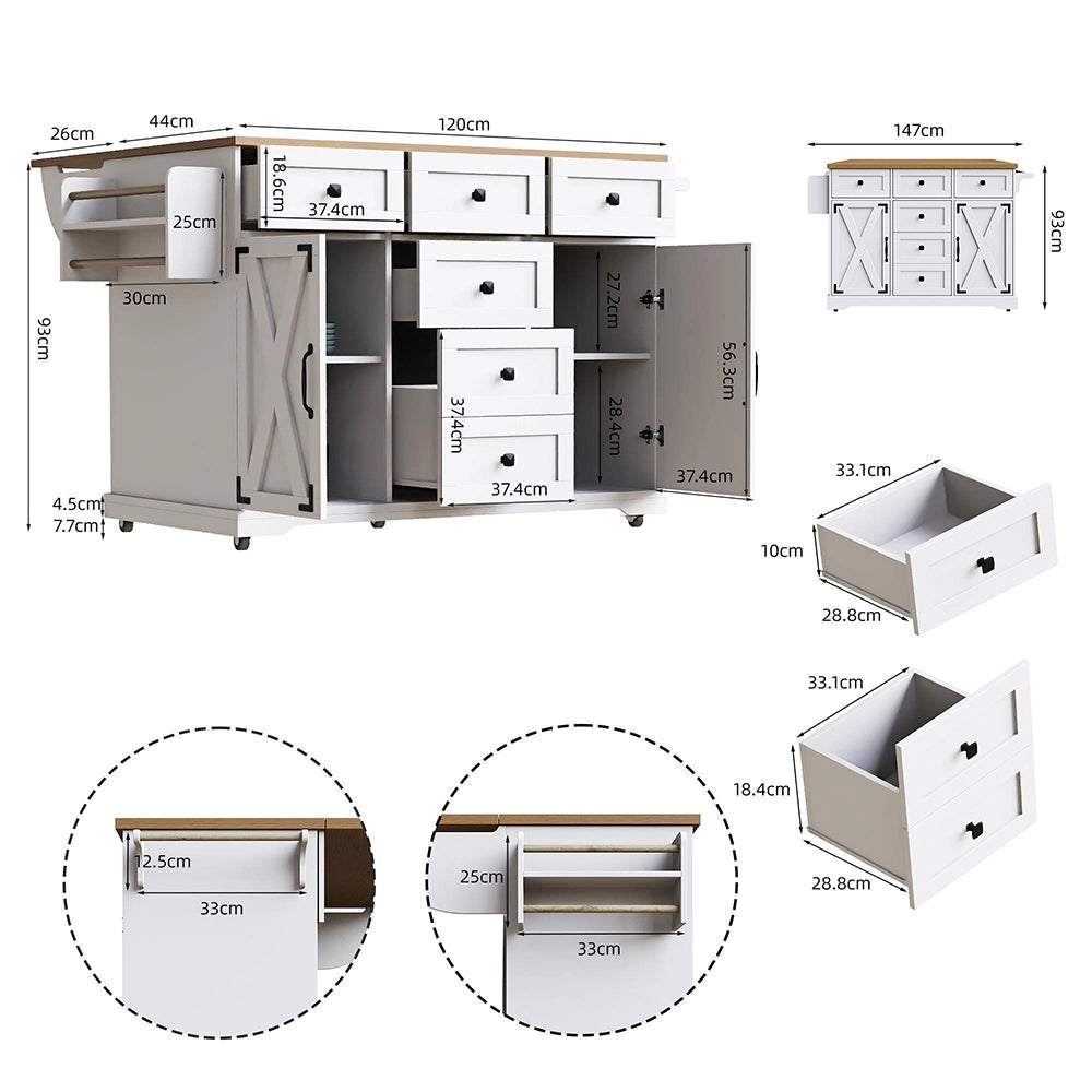 Isola cucina premium - Xylo - mobile con ruote bianco