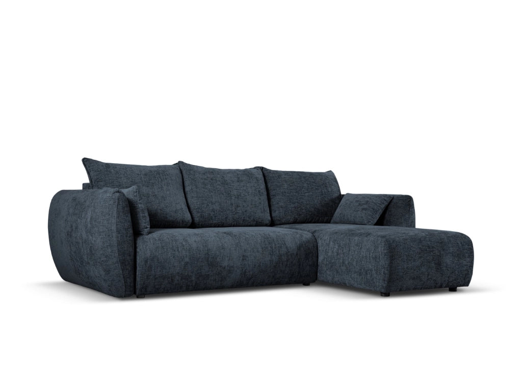 Cosmopolitan Design - Divano convertibile angolare destro con contenitore "Matera" 4 posti in ciniglia blu reale 