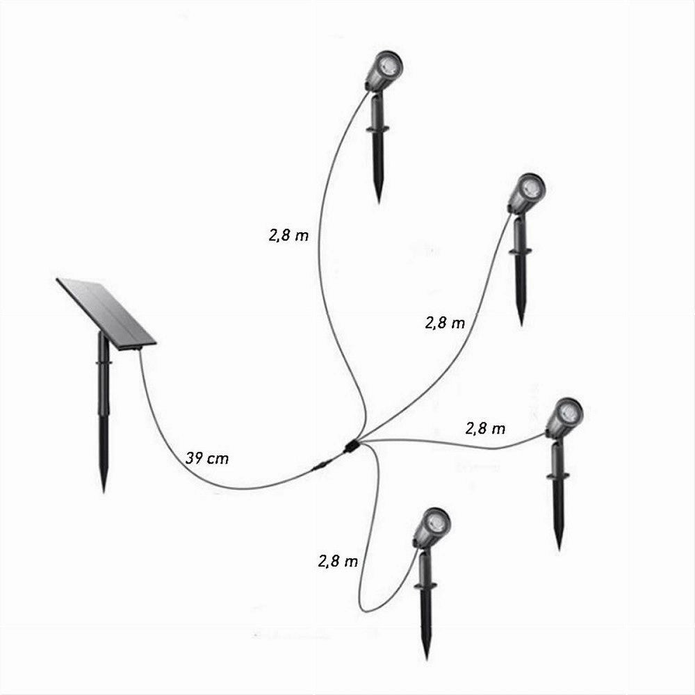 Trade Shop - Set 4 Pz Faretti Led A Picchetto Con Pannello Solare Luce Fredda Calda Ip65 Ly04 -