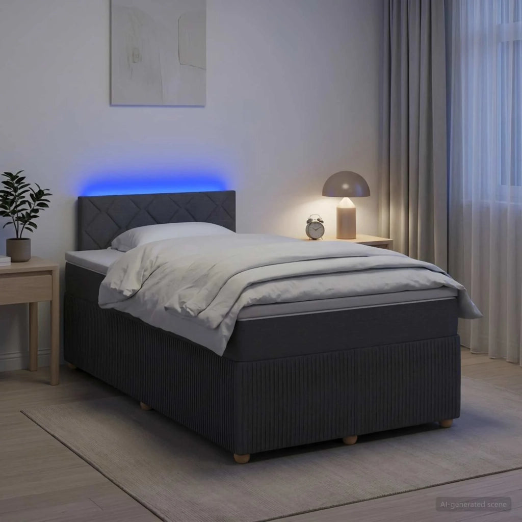 Letto box spring con materasso Grigio Scuro 120 x 200 cm 3452912