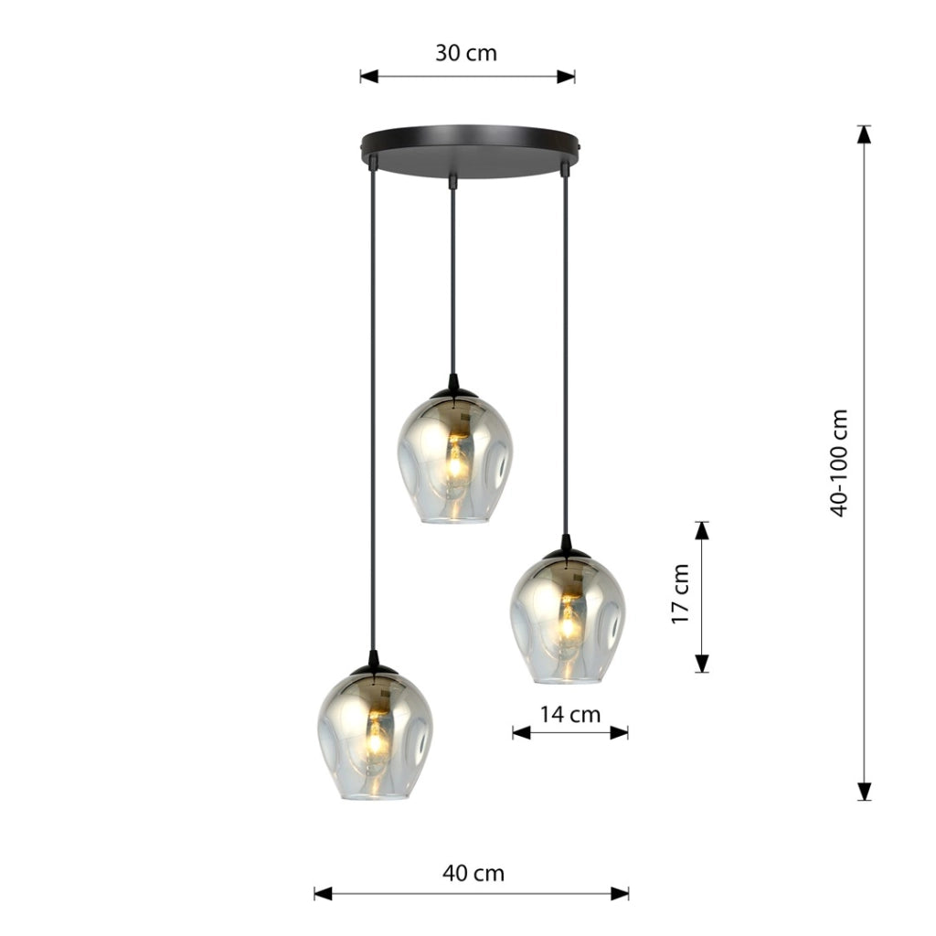 Lampadario Emibig Istar Premium 3xE27 in nero grafite