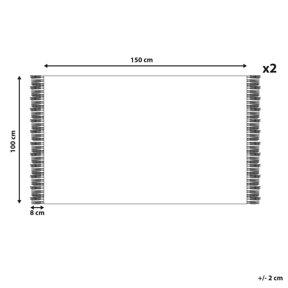 Set di 2 asciugamani bagno in spugna di cotone bianco con nappe decorative