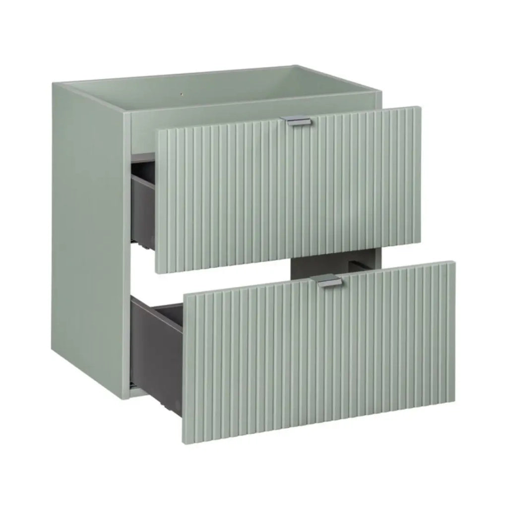 Set da bagno ELVINA 60cm: mobile sottolavabo con cassetti verde salvia grigio + lavabo incassato bianco