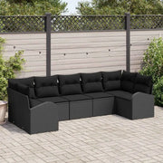 Set Divano da Giardino 7 pcs Nero Rattan in Polipropilene