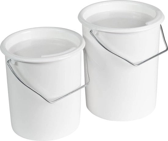 2 Emicemmiti con maniglia e coperchio, contenuto: 2 l e 3 l, plastica, maxi, bianco, E7