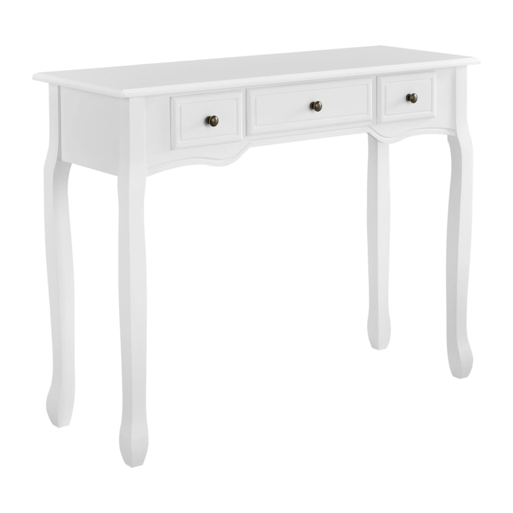 Tavolo Consolle Vintage con 3 Cassetti - Bianco [en.casa]