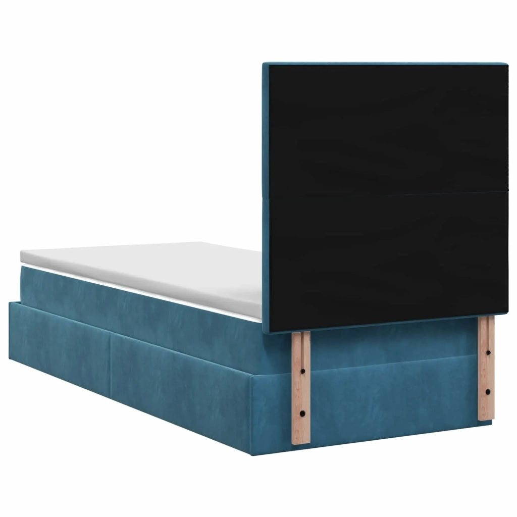 Letto Ottomano con Materasso e LED Blu scuro 90 x 190 cm 3458275