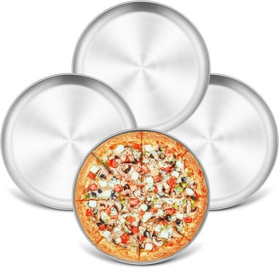 Set per pizza da 4 pezzi - Piatto per pizza in acciaio inossidabile