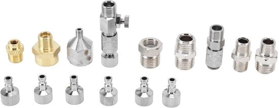 Set di connessione rapida per pennello ad aria - 15 pezzi - Acciaio inossidabile - Materiali per pennello ad aria - Adatto per artisti - Zinco