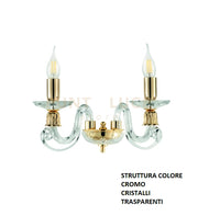 APPLIQUE 1306 2 LUCI TRASPARENTE E CROMO ATTACCO E14 L.36CM