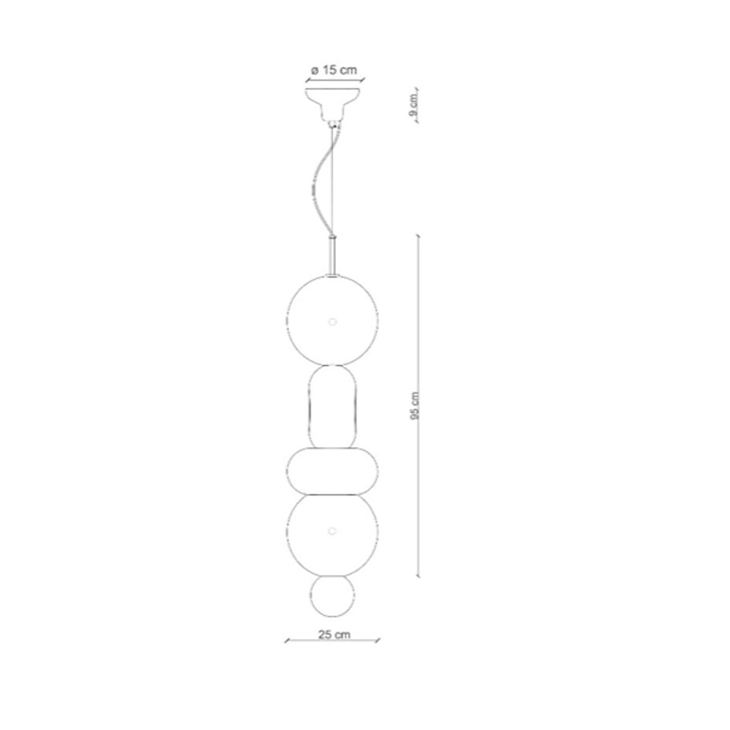 Sospensione Vintage Decò Bumbum 4 Elementi Ceramica Crema E Sabbia 1 Luce E27