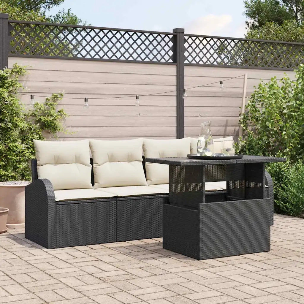 Set Divano da Giardino 5 pcs Nero Rattan in Polipropilene 3357280