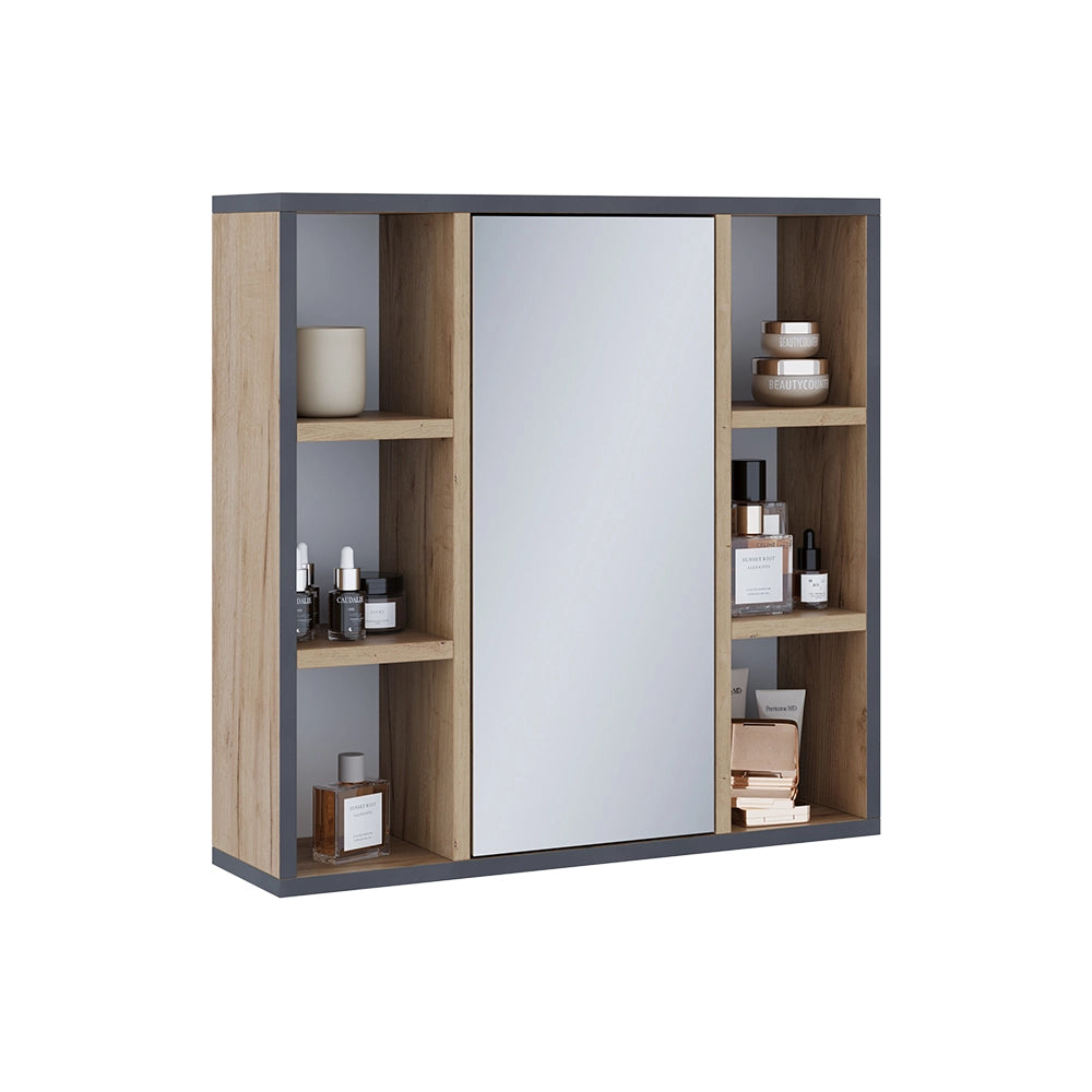 Vicco Specchio contenitore bagno Quercia dorata 60 x 59.2 cm Con ripiani e porta a specchio