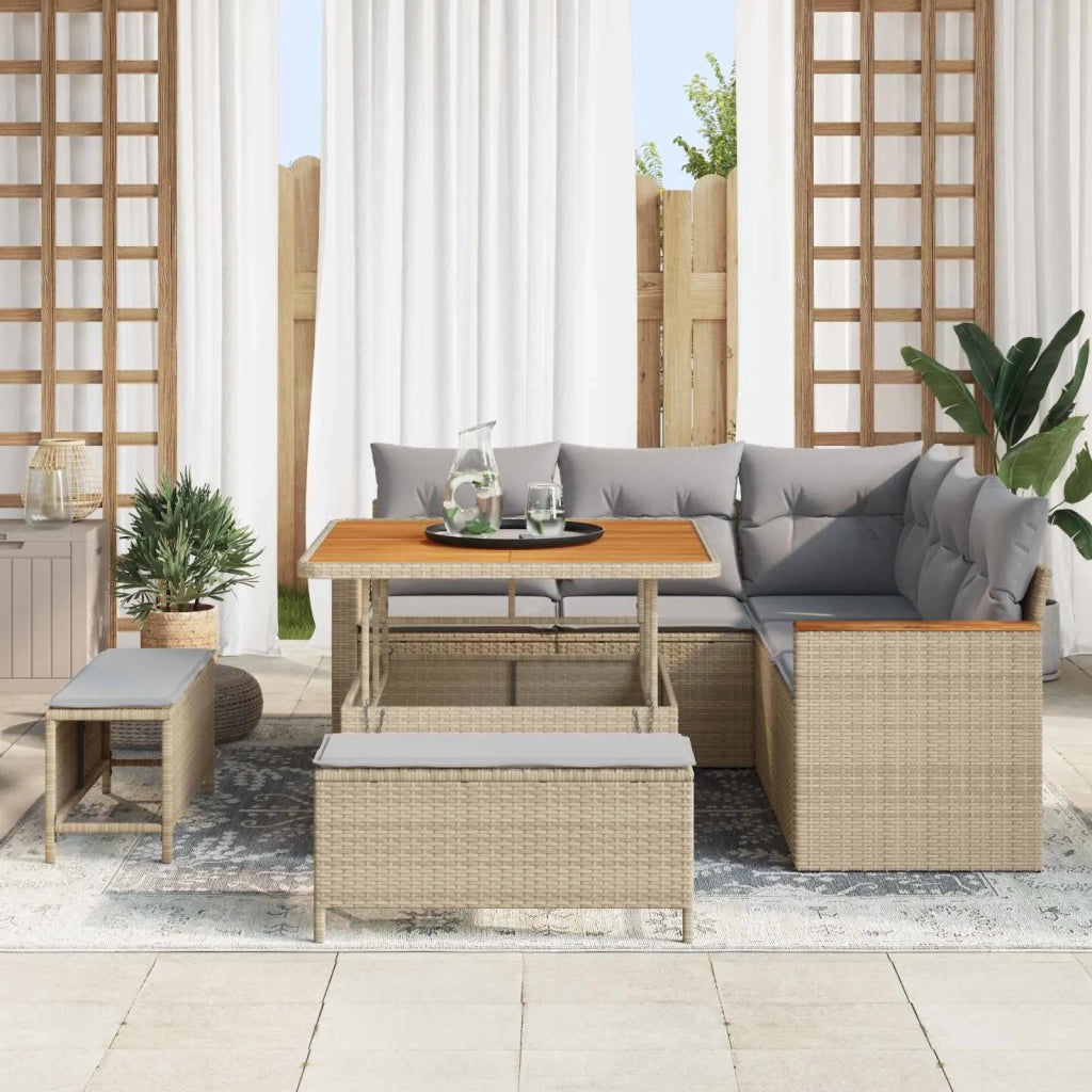 Set Divano da Giardino 8 pcs Beige polyrattan 3362907
