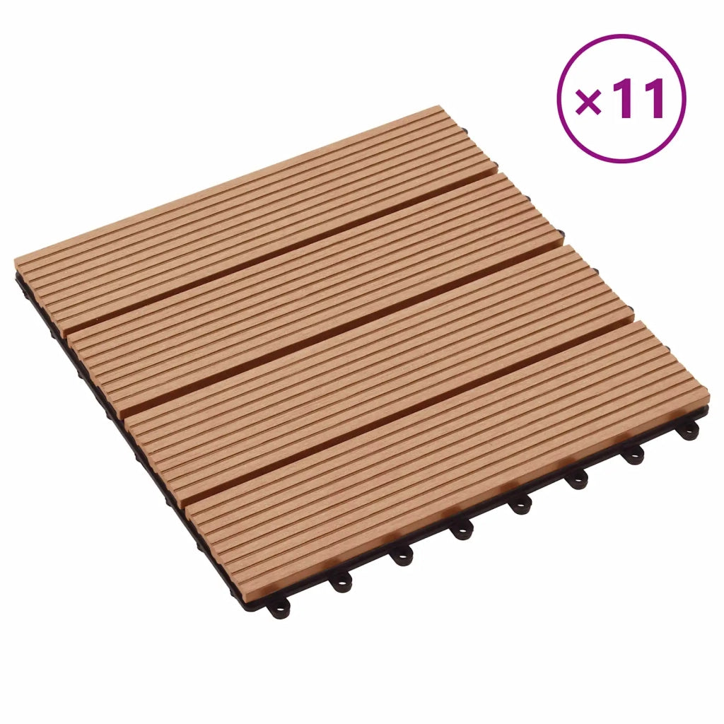 Piastrella per Decking 11 pcs Teak riciclato 30 x 30 cm WPC 42046669