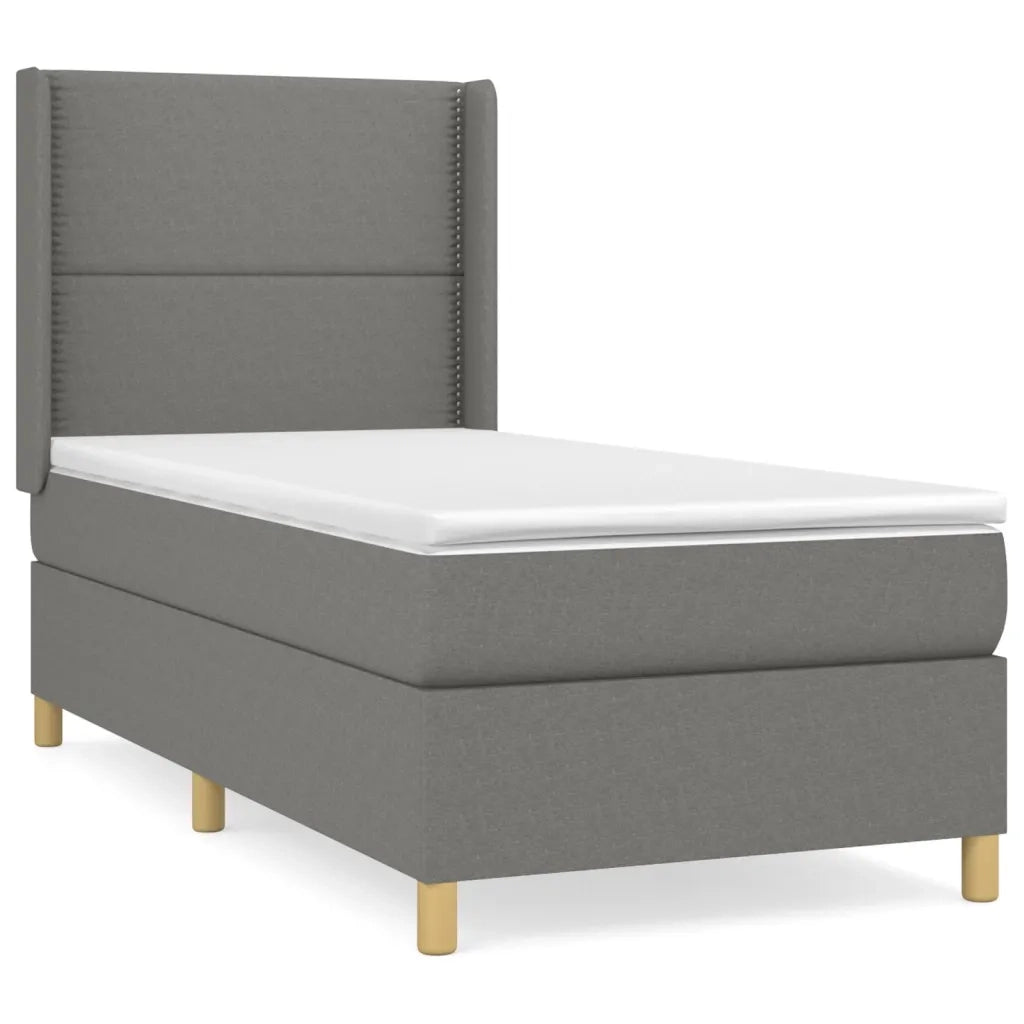 Giroletto a Molle con Materasso-Struttura Letto Grigio Scuro 90x190 cm Tessuto 662489