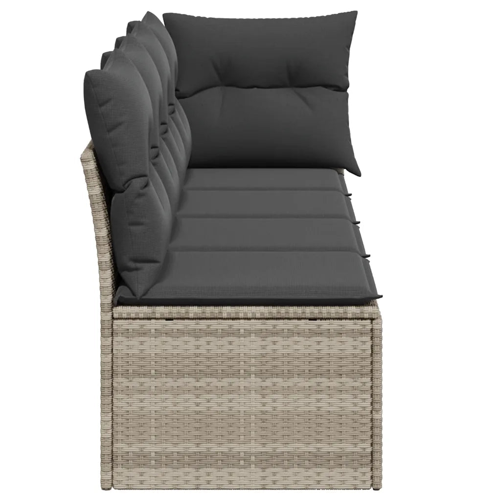 Divano da Giardino con Cuscini 4 Posti Grigio Chiaro Polyrattan 366177