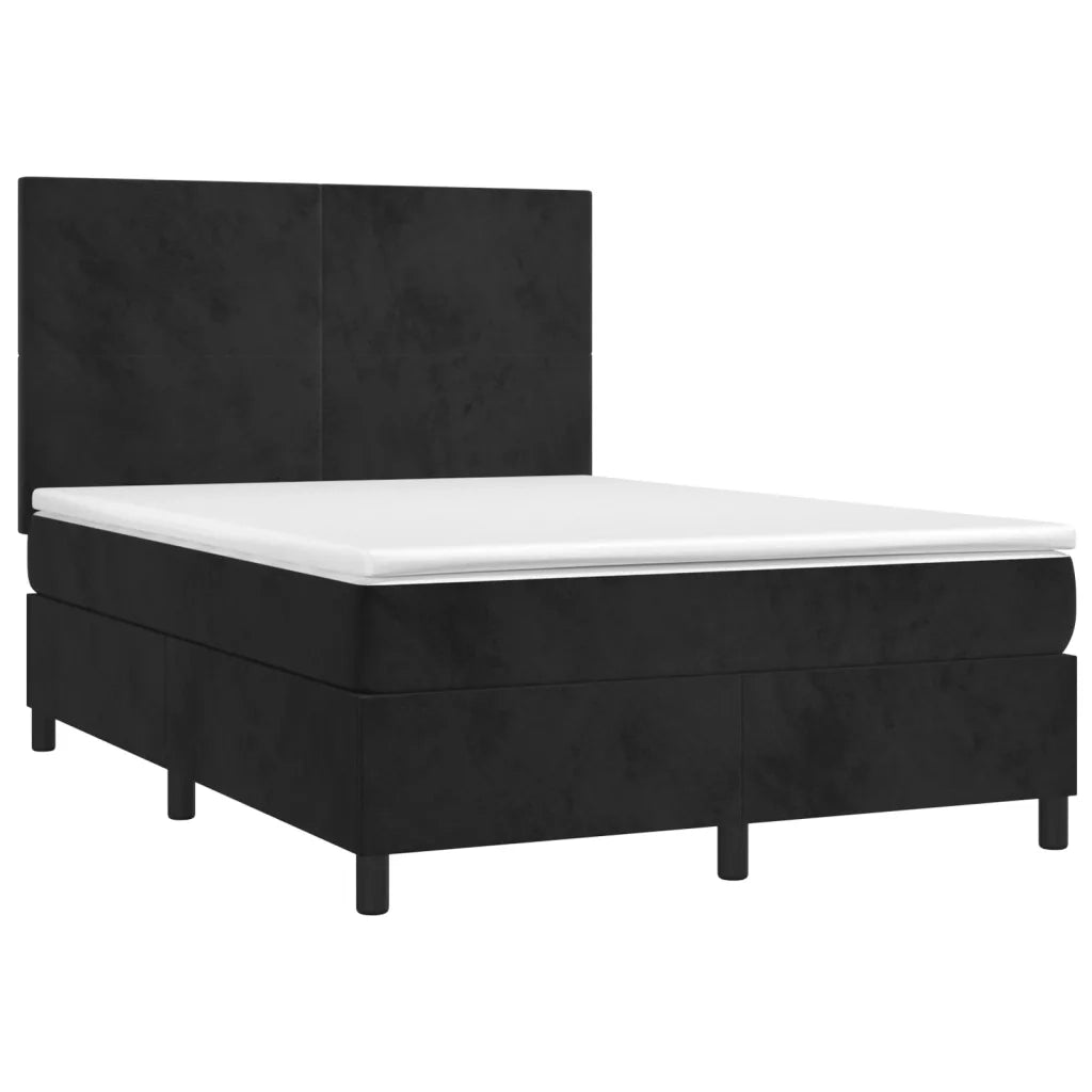 Letto a Molle con Materasso e LED Nero 140x190 cm in Velluto 3136001