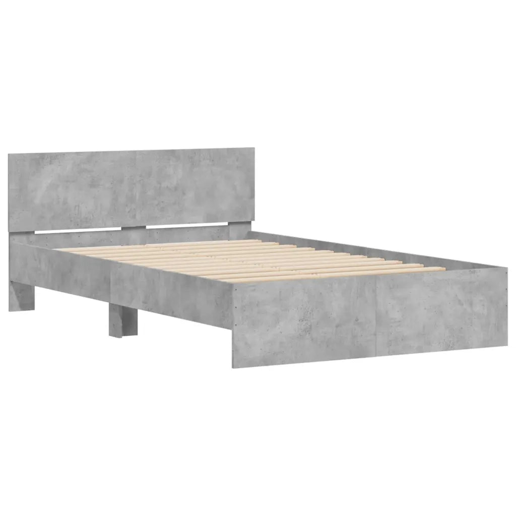 Giroletto con Testiera e LED Grigio Cemento 140x190 cm 3207626