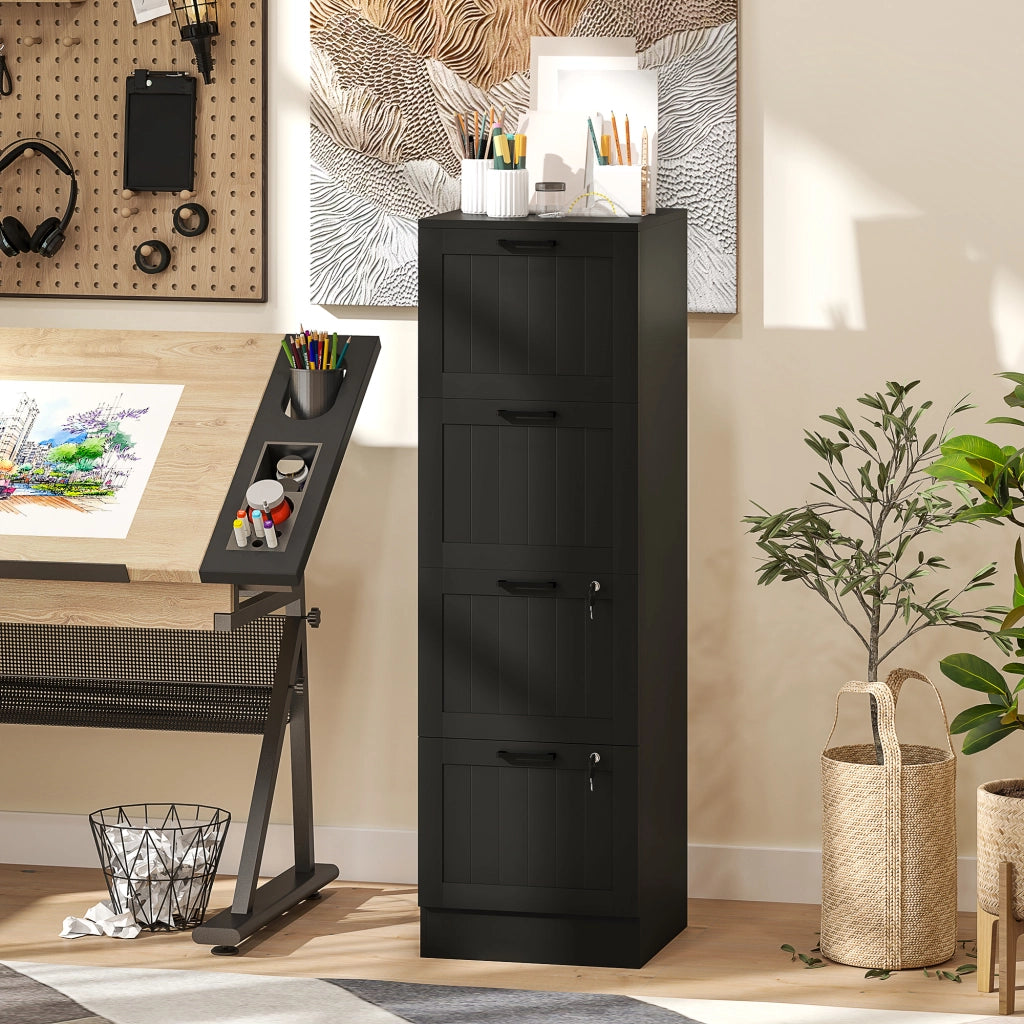 Cassettiera ufficio 4 cassetti con serratura ¨C Xylo ¨C legno nero 40x40x131 cm