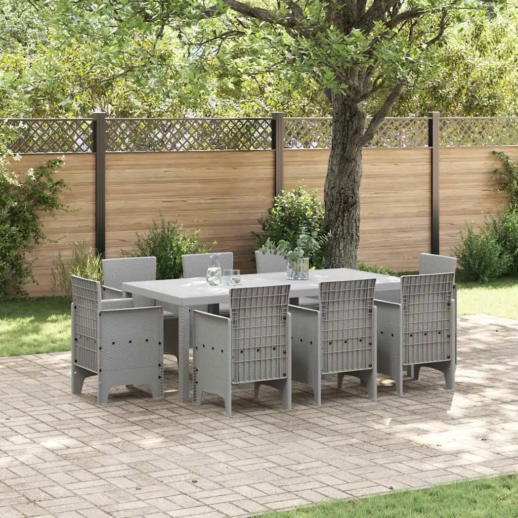Set da Pranzo per Giardino 9 pcs Grigio Chiaro Polipropilene 3378589